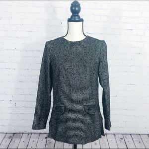 ZARA WOMAN Black/White Long-sleeve Top Size M